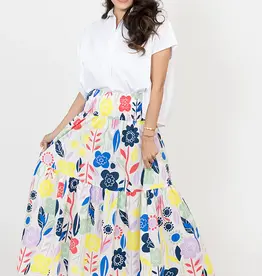 Karlie Karlie Abstract Floral Smock Waist Maxi Skirt