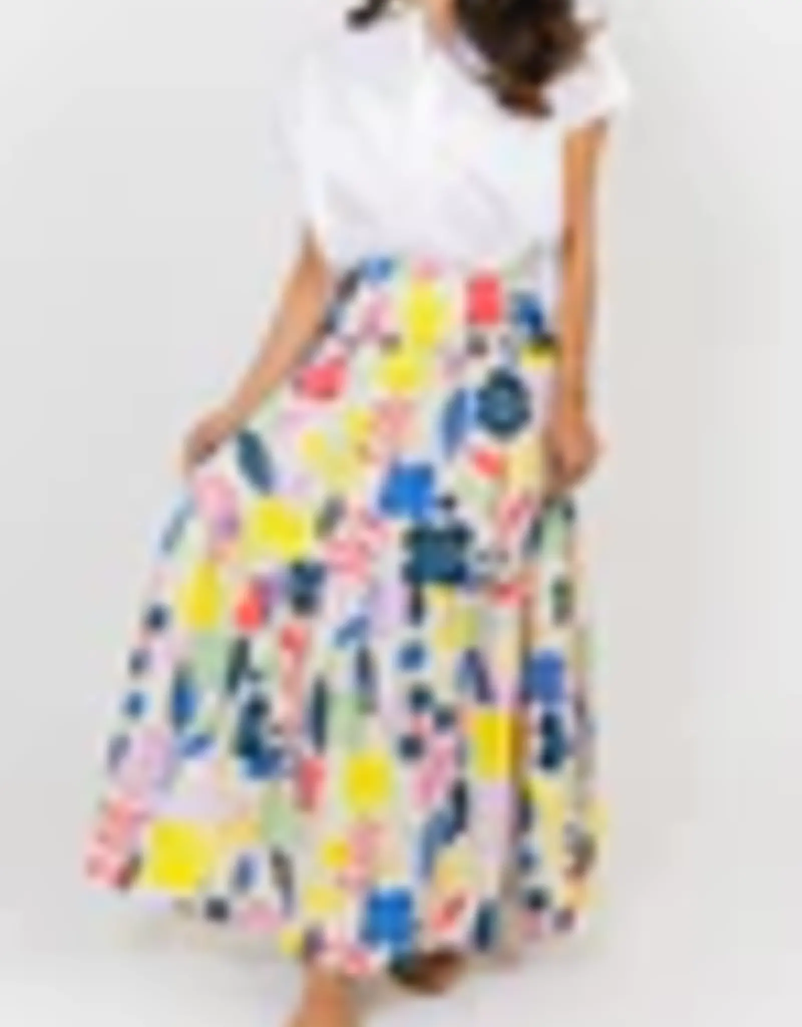 Karlie Karlie Abstract Floral Smock Waist Maxi Skirt