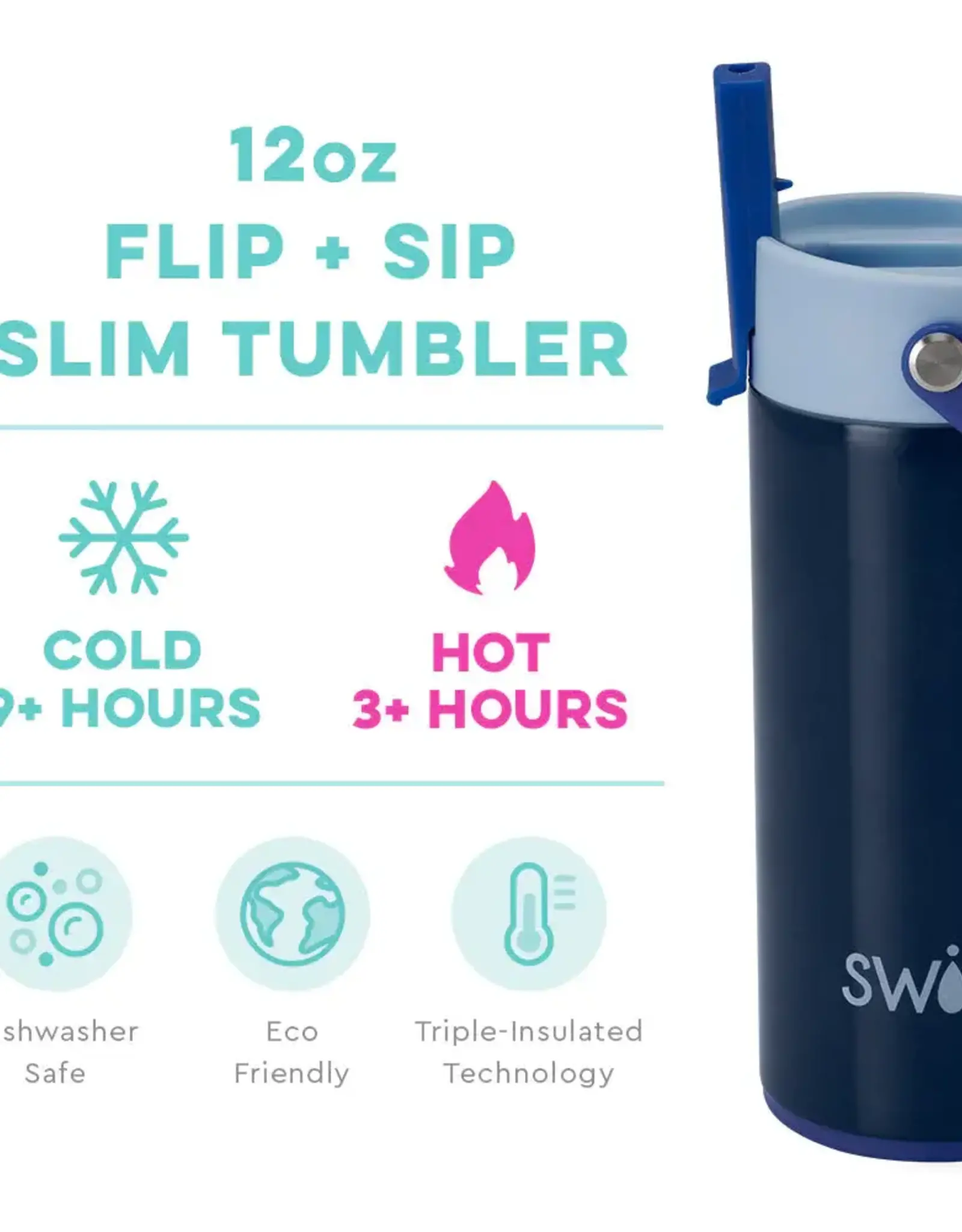 Swig Swig Blue Tide Flip + Sip Slim Tumbler (12oz)