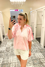 Karlie Poplin Ruffle Sleeve Top Pink