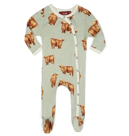 Milkbarn Highland Cow Footed Romper