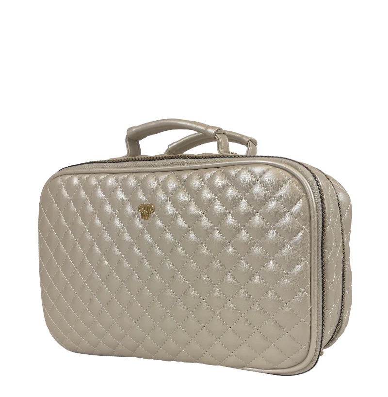 PurseN Amour Travel Case White Gold Quilted | Pretty Please Houston