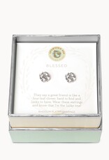 Spartina Spartina SLV Stud Earrings Blessed Crystal Clover