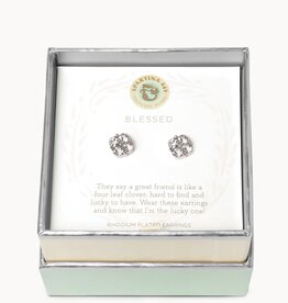 Spartina Spartina SLV Stud Earrings Blessed Crystal Clover