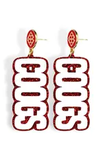 Brianna Cannon Brianna Cannon White & Red Glitter Houston Coogs Earrings