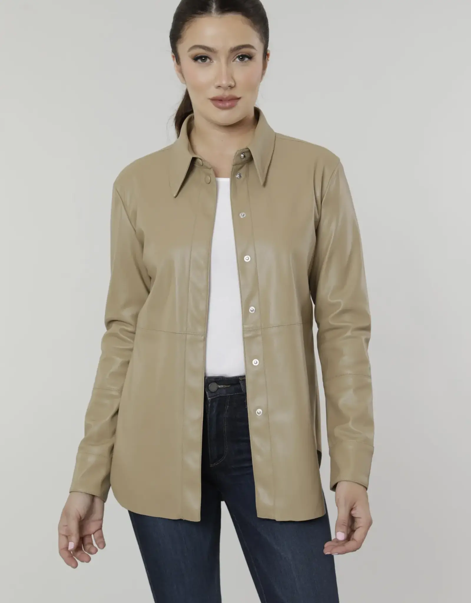 Dolce Cabo Dolce Cabo Vegan Leather Shirt Taupe