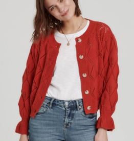 Another Love Another Love Shawn Ruffle Cuff Cardigan Brick