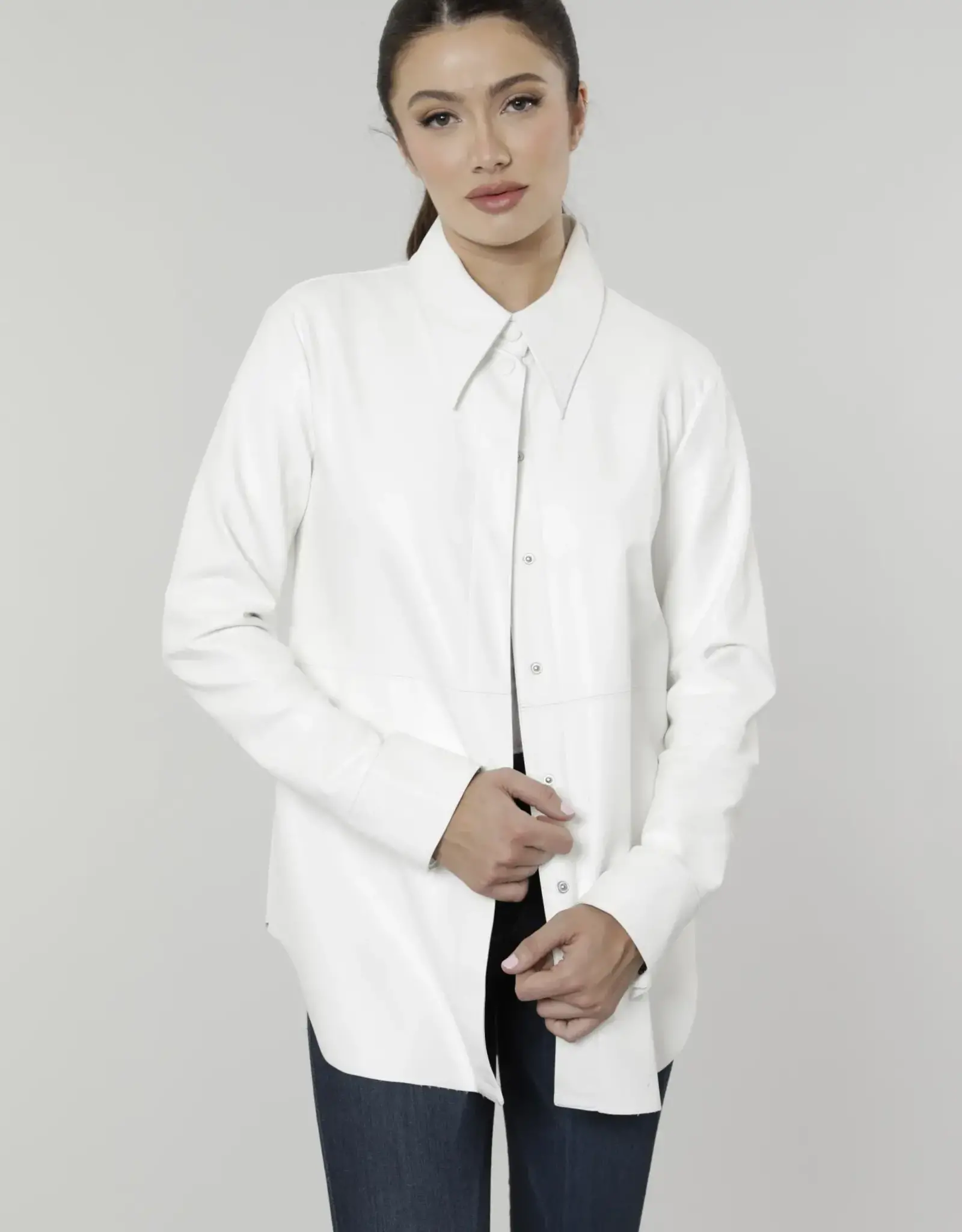 Dolce Cabo Dolce Cabo Vegan Leather Shirt White