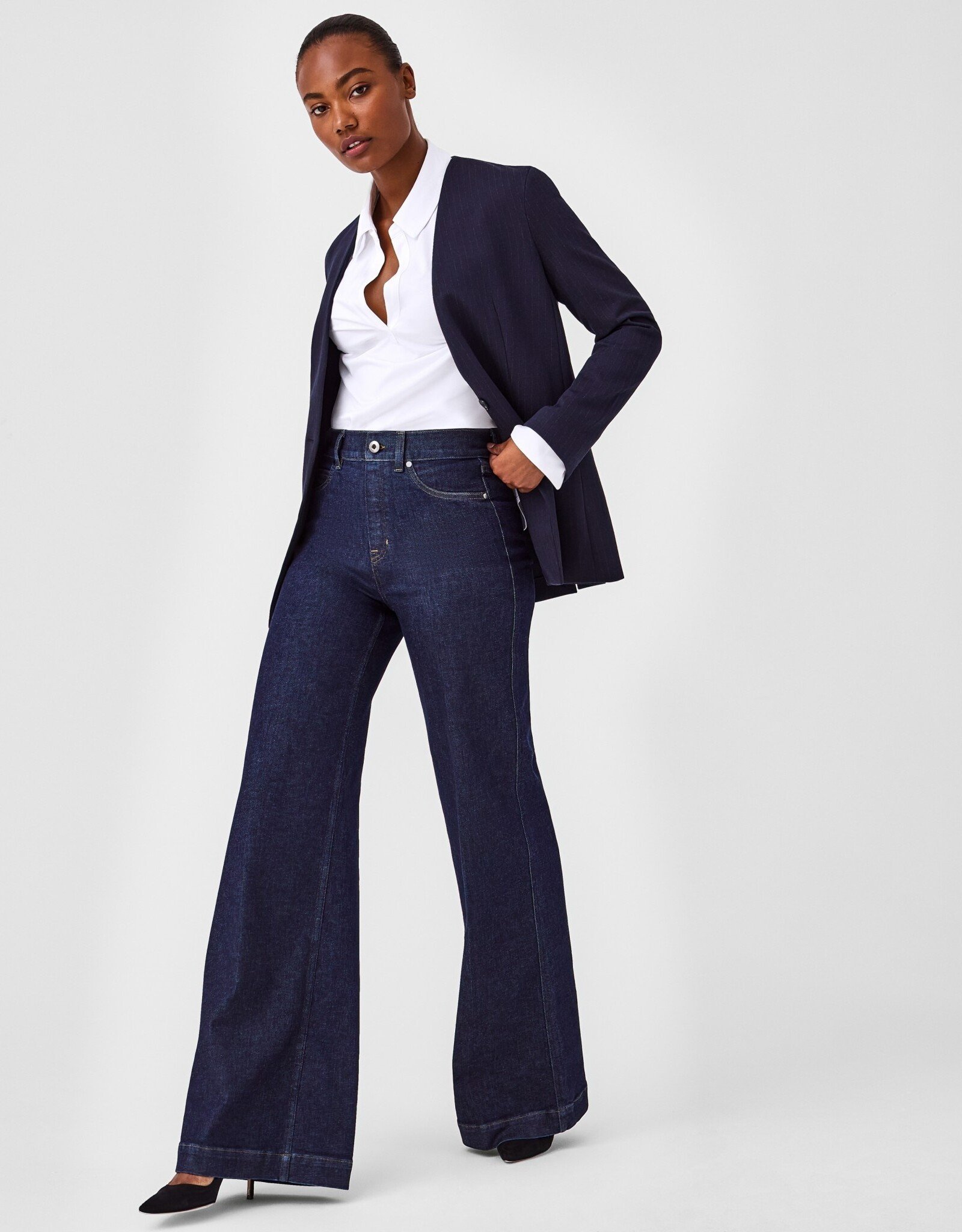 Seamed Front Wide Leg Jeans, Ecru curated on LTK