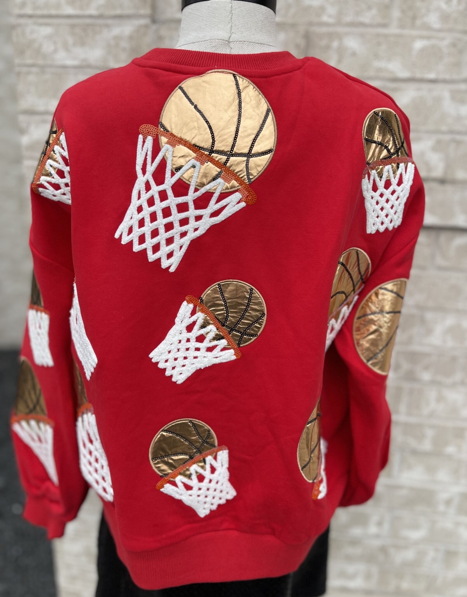 Queen of Sparkles Queen of Sparkles Red Basketball Hoop Sweatshirt