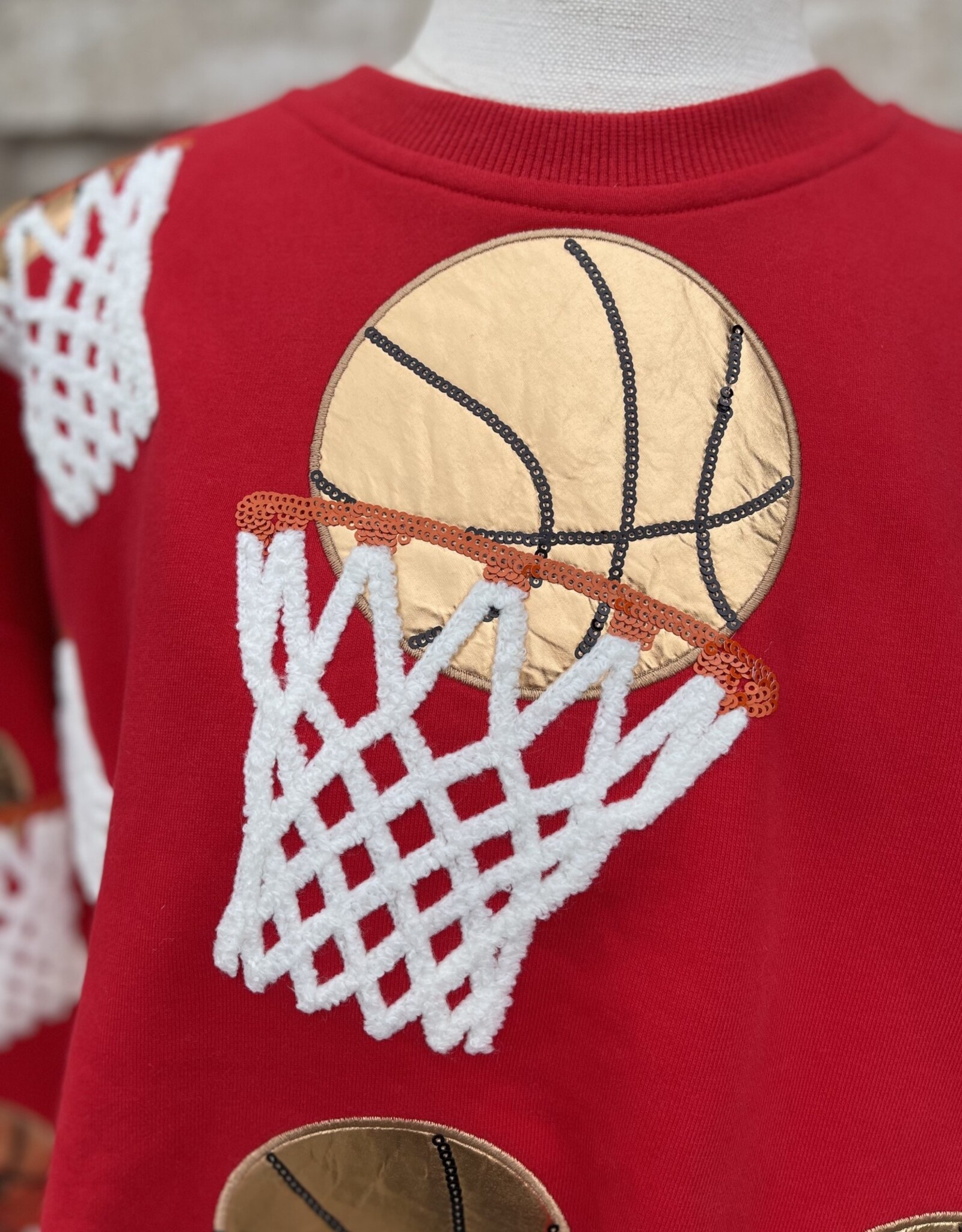Queen of Sparkles Queen of Sparkles Red Basketball Hoop Sweatshirt