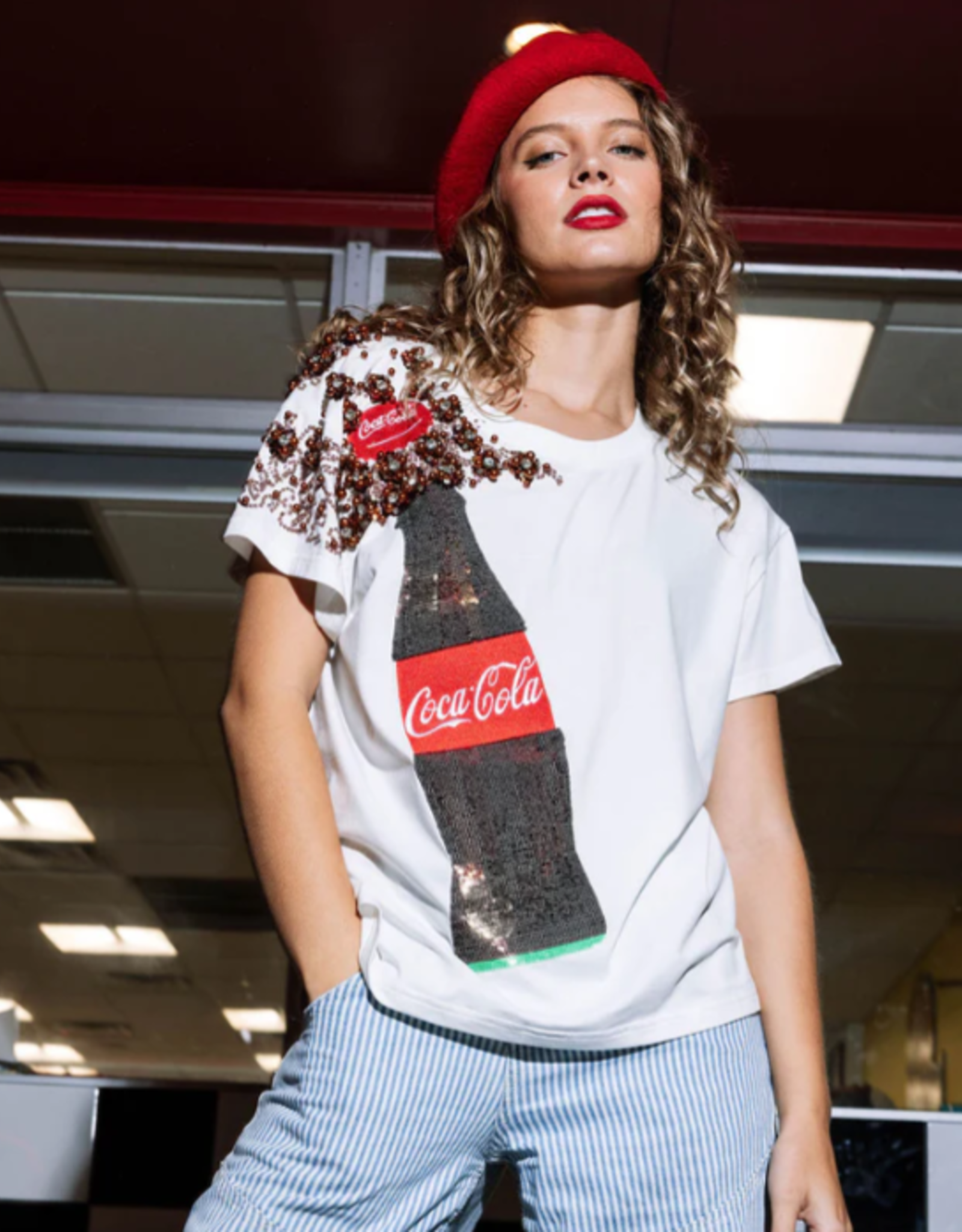 Queen of Sparkles Queen of Sparkles White Popping Coca-Cola Tee