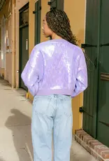 Queen of Sparkles Queen of Sparkles Full Sequin Purple 'Laissez Les Bon Temps Rouler' Sweater