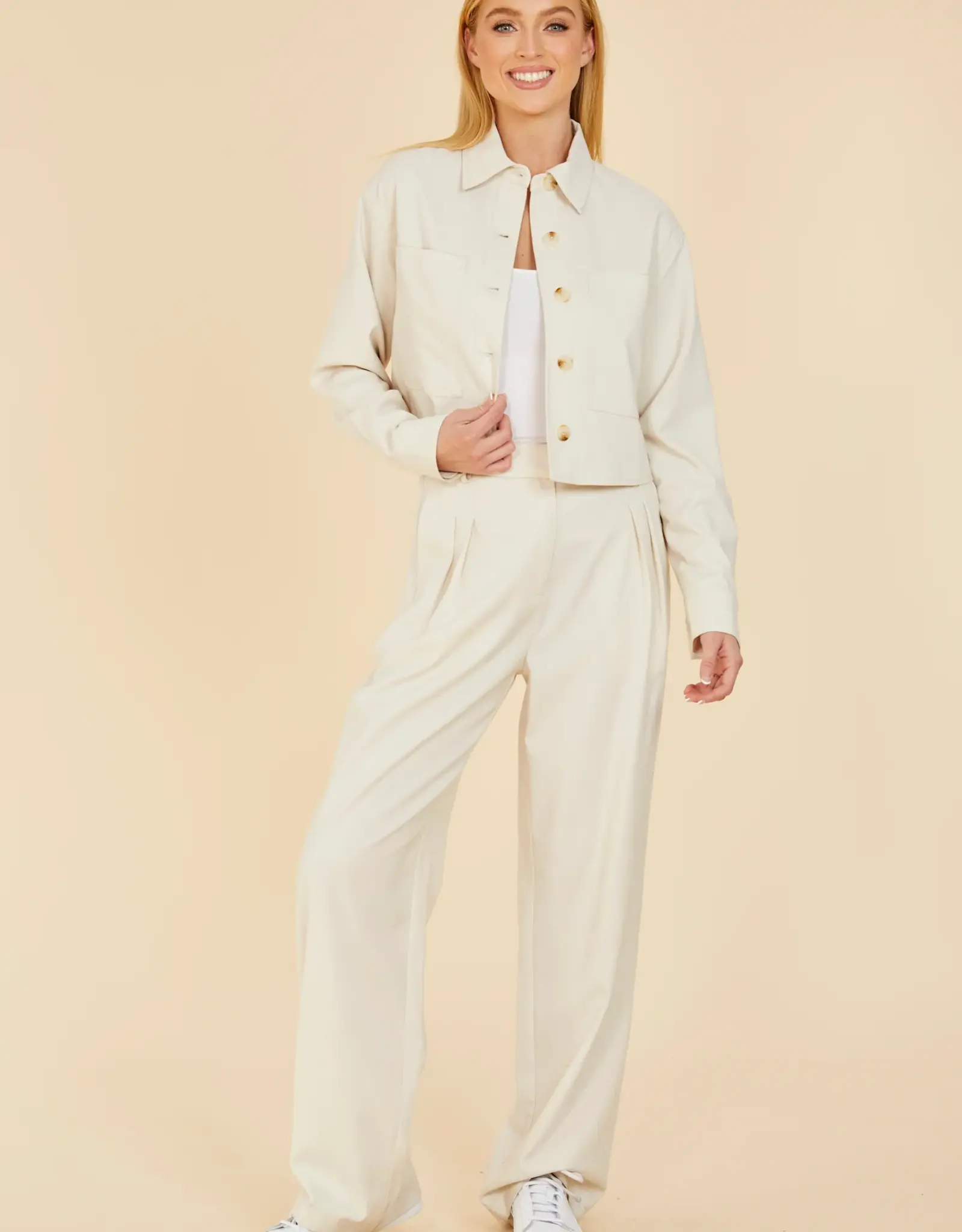 Dolce Cabo Dolce Cabo Full Leg Trouser-Creme