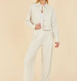 Dolce Cabo Dolce Cabo Cropped Pocket Jacket-Creme