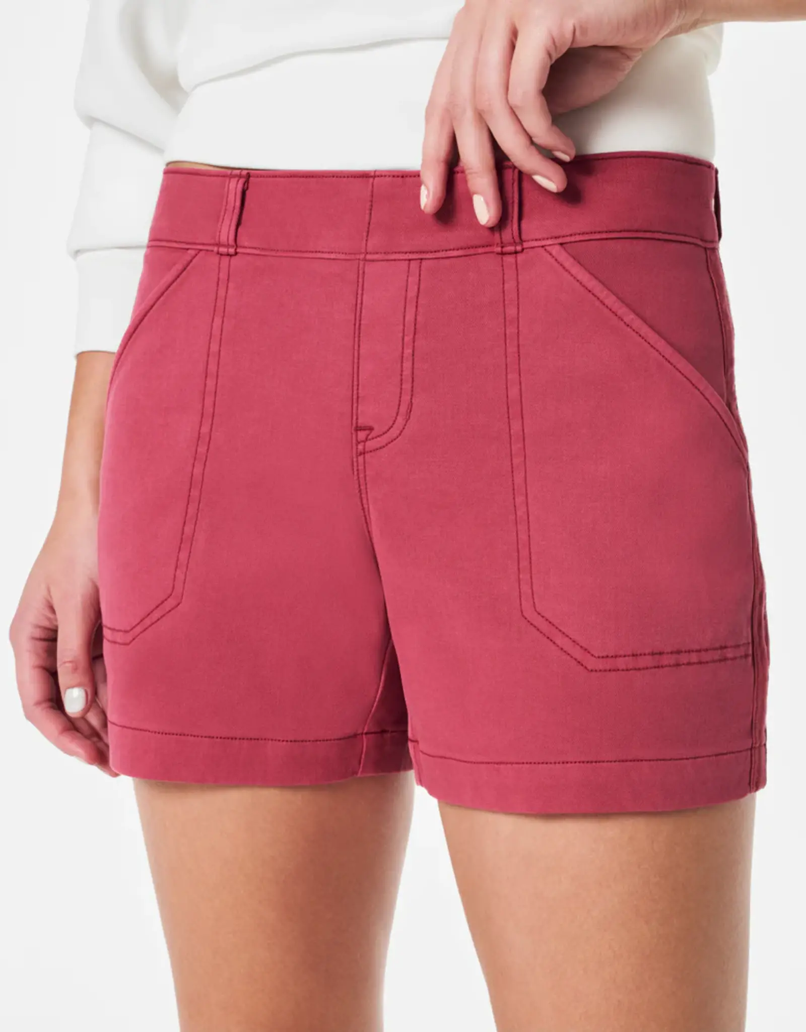 Spanx 6 Stretch Twill Shorts In Pale Pink, Purple Door Boutique