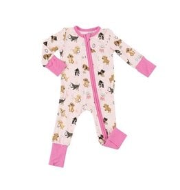 Angel Dear Angel Dear 2 Way Zipper Romper Puppy Alphabet Pink