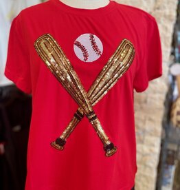 Queen of Sparkles Queen of Sparkles Red & Gold Baseball Tee