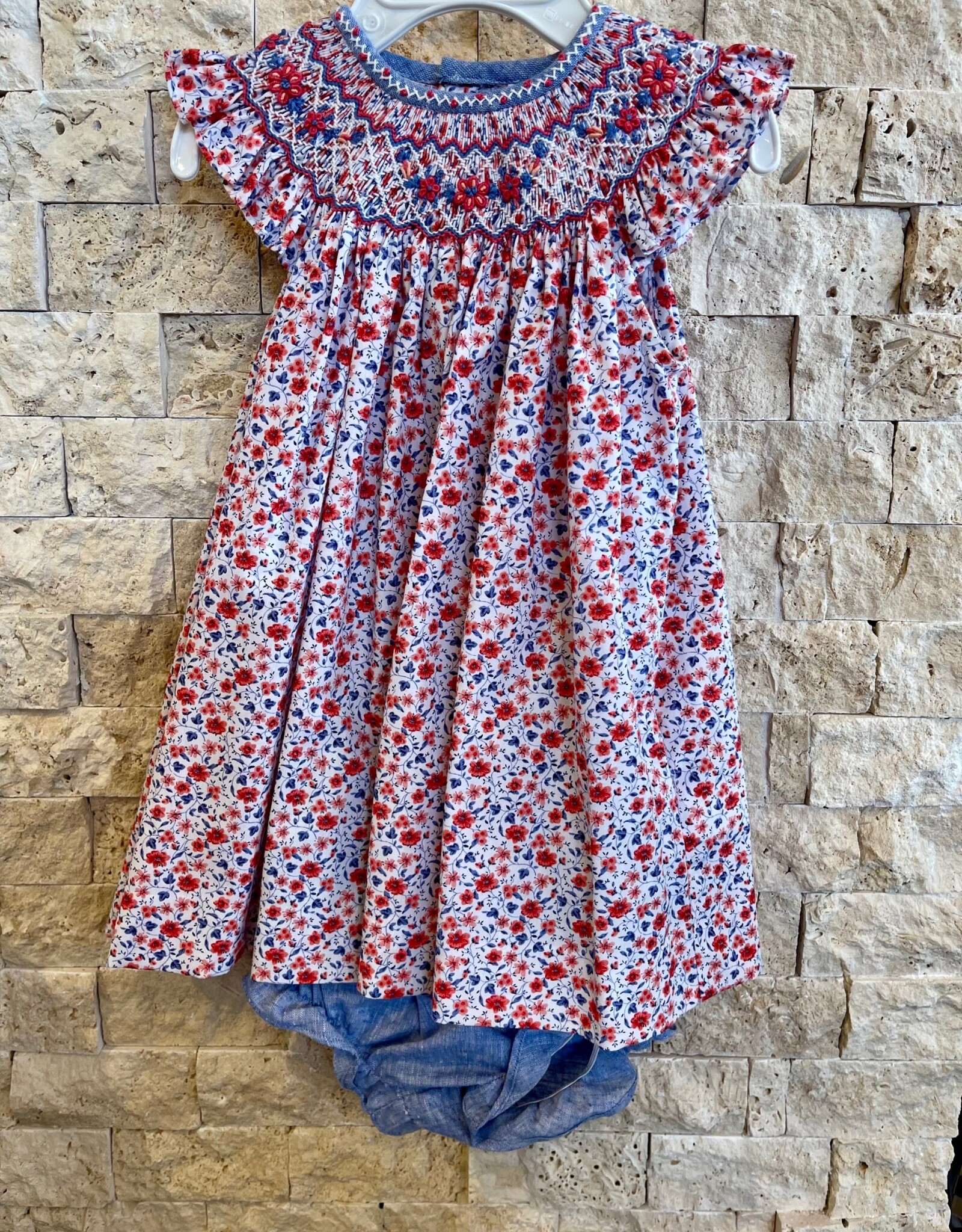 Luli & Me Floral Randalls Smock Navy Pretty Please Boutique
