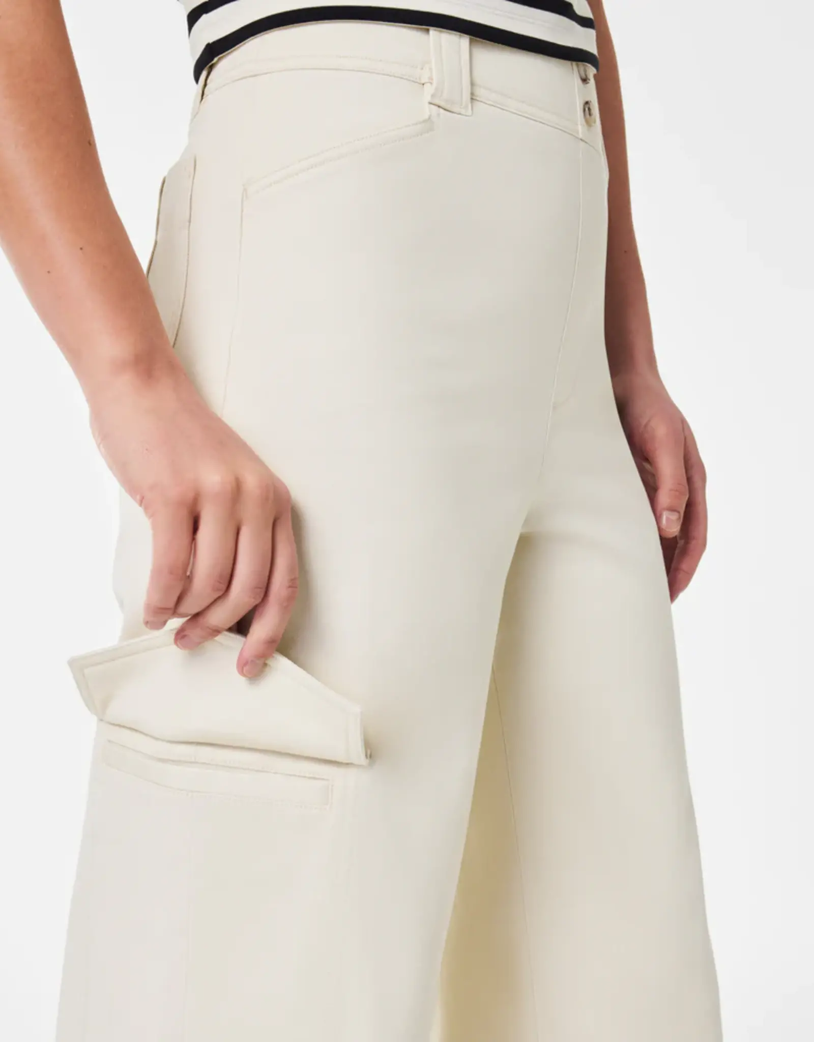 Spanx Stretch Twill Cropped Trouser Eggshell