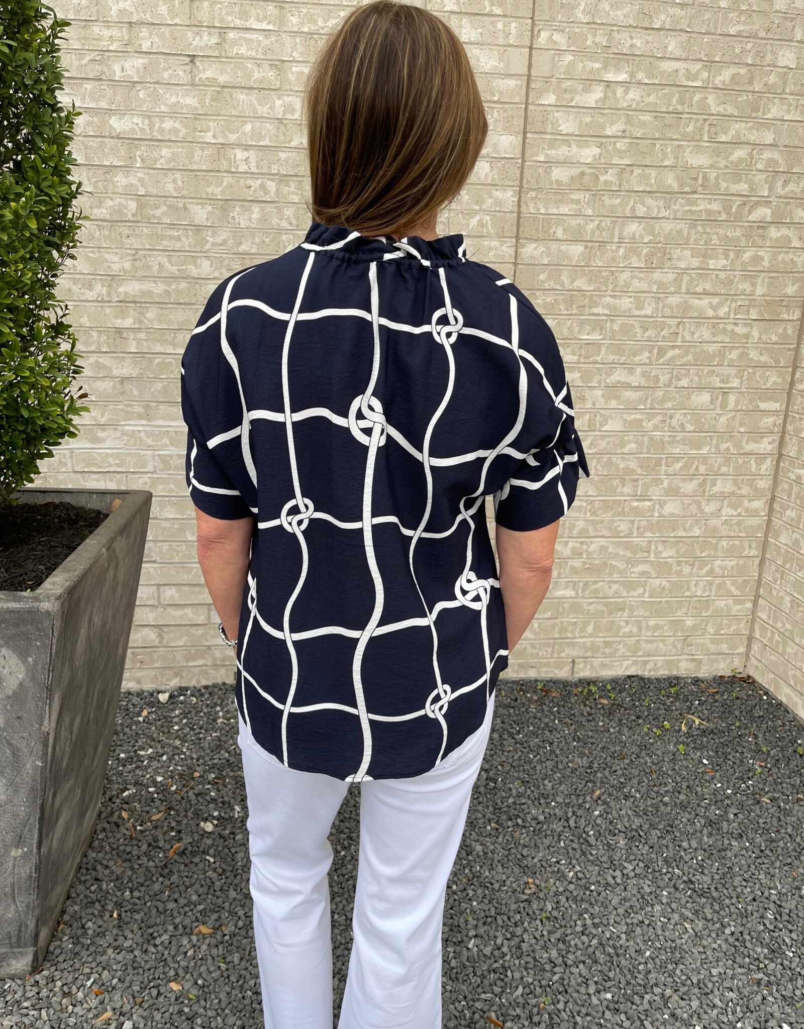Boho Chic Navy Top With Nautical Knots