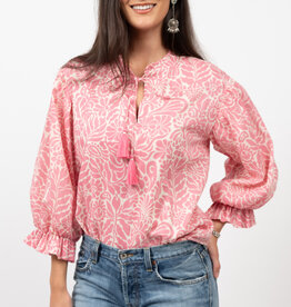 Ivy Jane Ivy Jane Pink Floral Balloon Sleeve Top