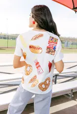 Queen of Sparkles Queen of Sparkles White Multi Ballpark Food Tee