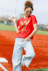 Queen of Sparkles Queen of Sparkles Red & Gold Baseball Tee