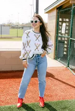 Queen of Sparkles Queen of Sparkles White Scattered Baseball Bat Sweatshirt