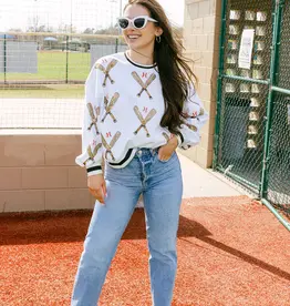 Queen of Sparkles Queen of Sparkles White Scattered Baseball Bat Sweatshirt