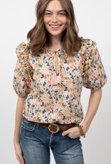 Sister Mary Sister Mary Multi Floral Top w/Tassel