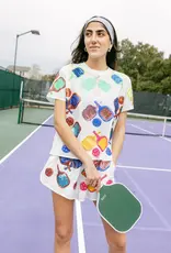 Queen of Sparkles Queen of Sparkles White Pickle Ball Short Sleeve Top