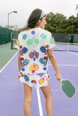 Queen of Sparkles Queen of Sparkles White Pickle Ball Short Sleeve Top