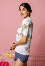 Queen of Sparkles Queen of Sparkles White Multi Tennis Racket Tee