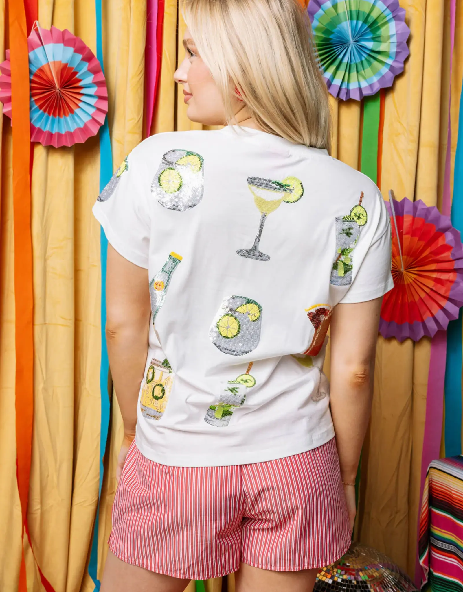 Queen of Sparkles Queen of Sparkles White Multi Drink Tee