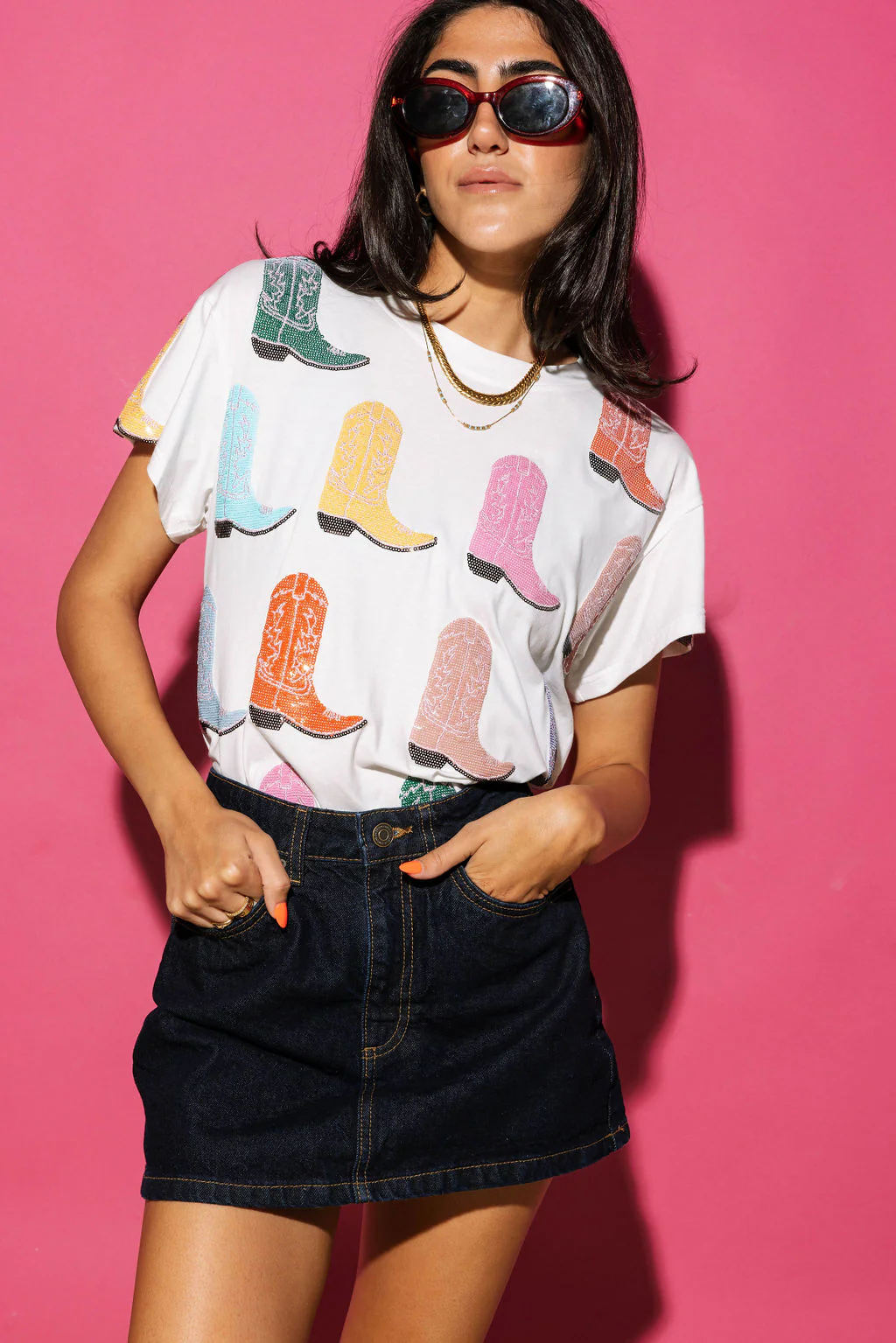 トップス CuLLt queen of sea shirts Queen Of Sparkles Navy Tiger Print Popping Champagne Tee