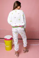 Queen of Sparkles Queen of Sparkles White Multi Beaded Scattered Tennis Sweatshirt