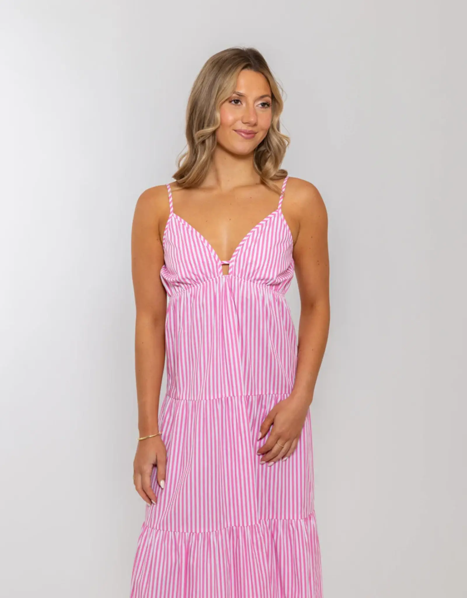 Karlie Karlie Stripe Poplin Cami Tier Midi Dress