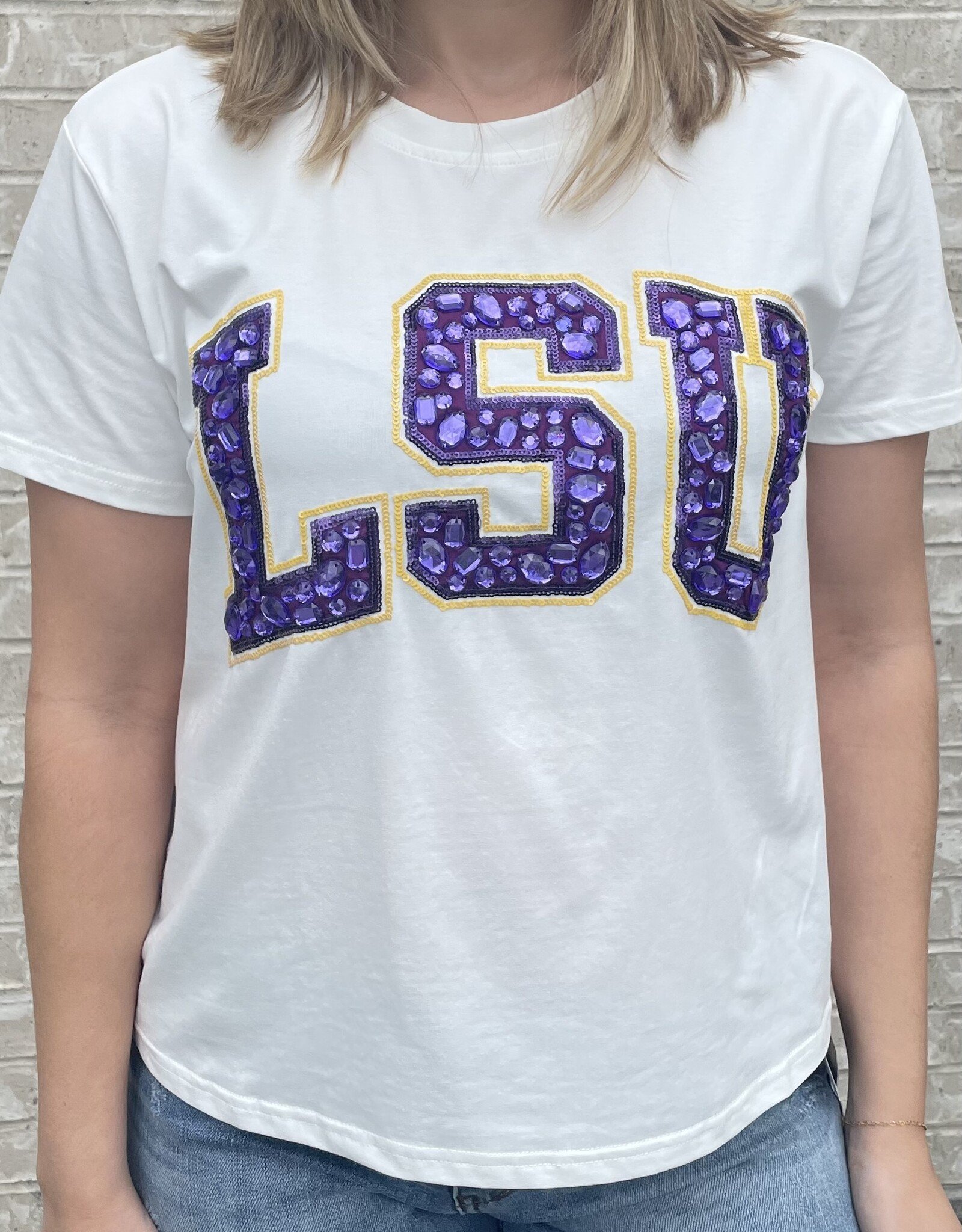 Queen of Sparkles Queen of Sparkles LSU Jeweled Letter Tee