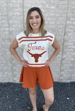 Queen of Sparkles Queen of Sparkles Burnt Orange & White Texas Longhorns Striped Top