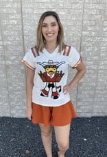 Queen of Sparkles Queen of Sparkles White & Burnt Orange Texas Longhorn Jersey Tee