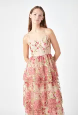 Endless Rose Endless Rose Pink Floral Embroidered Midi Dress