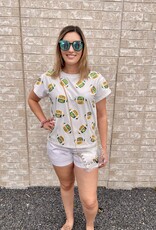 Queen of Sparkles Queen of Sparkles White, Green & Yellow "Game Day" Football Tee