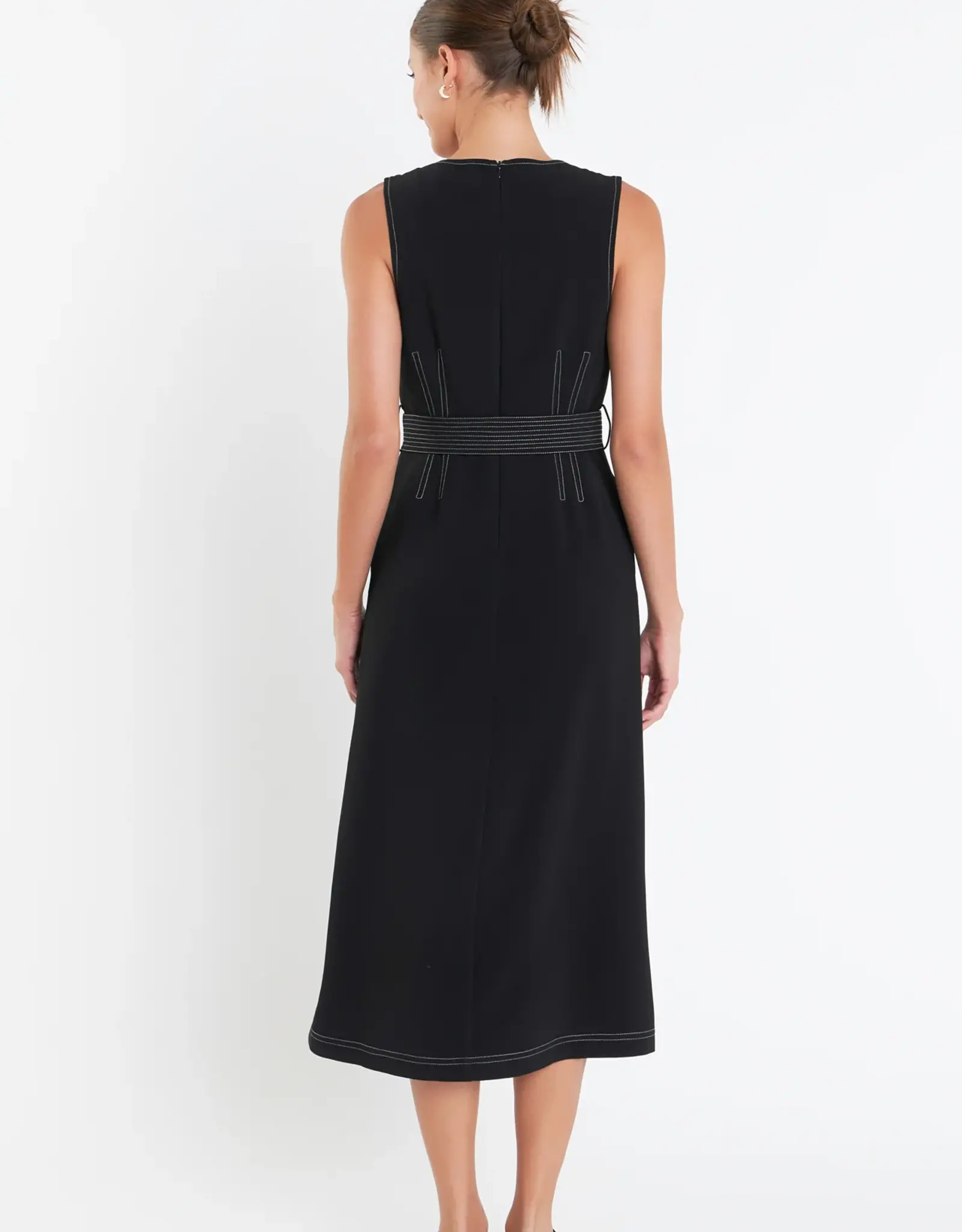 English  Factory English Factory Stitch Detail Midi Dress Black