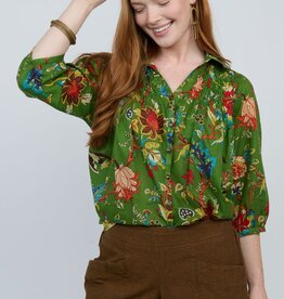 Ivy Jane Ivy Jane Smocked Yoke Top Green Floral