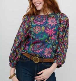 Ivy Jane Ivy Jane Balloon Sleeve Bright Floral Top