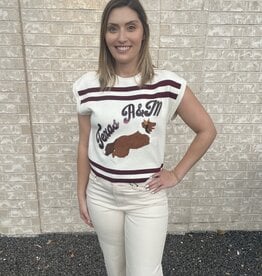 Queen of Sparkles Queen of Sparkles Maroon & White Texas A&M Stripe Short Sleeve Top