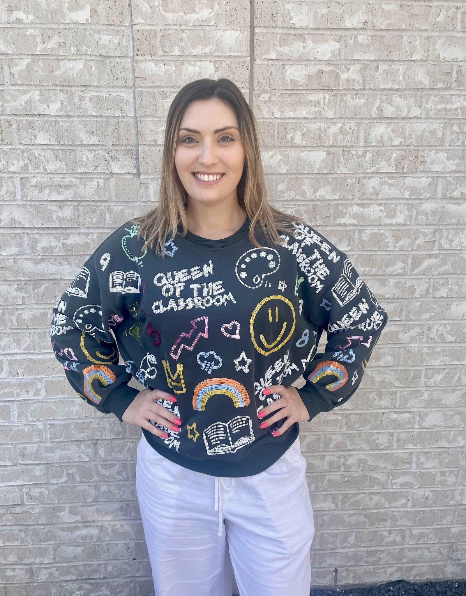 Queen of Sparkles Queen of Sparkles Queen of the Classroom Green Sweatshirt