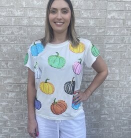 Queen of Sparkles Queen of Sparkles White Multi Pumpkin Tee