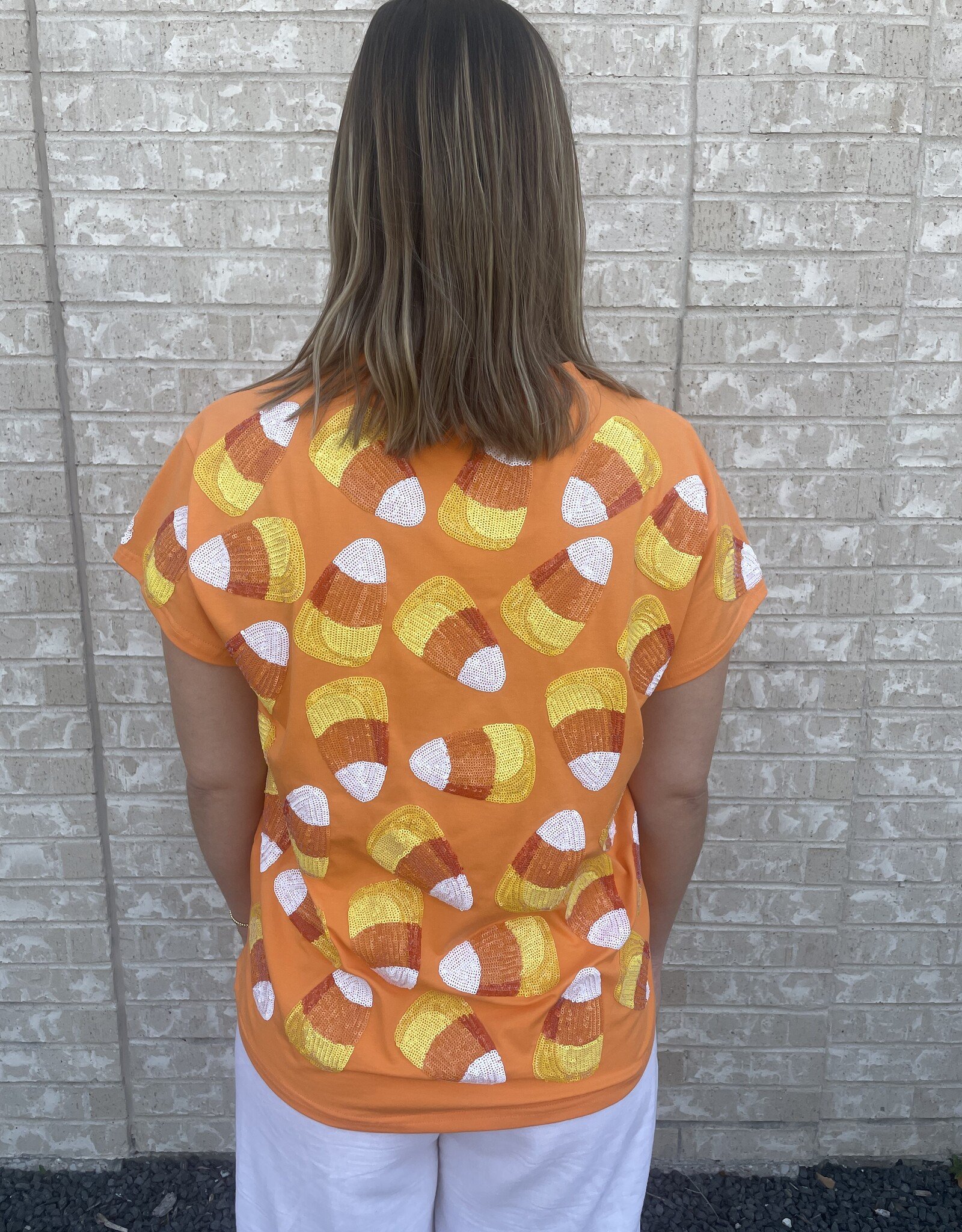 Queen of Sparkles Queen of Sparkles Candy Corn Tee Orange